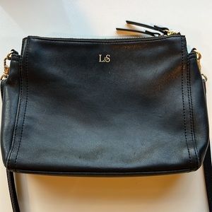 Lo & Sons Pearl black nappa leather crossbody bag
